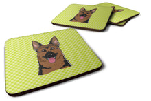 Load image into Gallery viewer, Checkerboard Lime Green German Shepherd Coasters - Set of 4 Lightweight Foam, Absorbent Drink Coasters BB1273FC