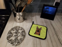 Load image into Gallery viewer, Checkerboard Lime Green German Shepherd Pot Holders - Set of 2 - Heat-Resistant Kitchen Essentials BB1273PTHD