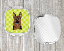 Load image into Gallery viewer, Checkerboard Lime Green German Shepherd Compact Mirror – Stylish Purse Mirror with Artistic Covers BB1273SCM