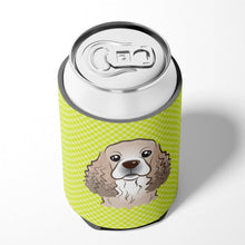 Load image into Gallery viewer, Checkerboard Lime Green Cocker Spaniel Can or Bottle Hugger BB1278CC