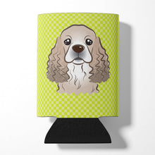 Load image into Gallery viewer, Checkerboard Lime Green Cocker Spaniel Can or Bottle Hugger BB1278CC