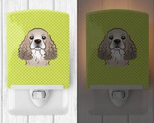 Load image into Gallery viewer, Checkerboard Lime Green Cocker Spaniel Ceramic Night Light BB1278CNL