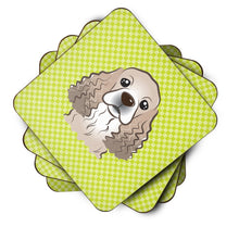Load image into Gallery viewer, Checkerboard Lime Green Cocker Spaniel Coasters - Set of 4 Lightweight Foam, Absorbent Drink Coasters BB1278FC
