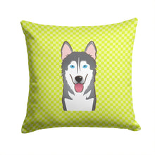 Load image into Gallery viewer, Checkerboard Lime Green Alaskan Malamute Canvas Throw Pillow - 14x14 Decorative Pillow – Art for Your Home &amp; Patio BB1280PW1414