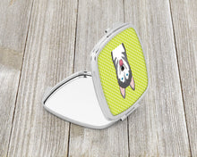 Load image into Gallery viewer, Checkerboard Lime Green Alaskan Malamute Compact Mirror – Stylish Purse Mirror with Artistic Covers BB1280SCM