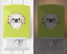 Load image into Gallery viewer, Checkerboard Lime Green Pekingese Ceramic Night Light BB1283CNL