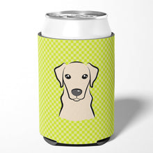 Load image into Gallery viewer, Checkerboard Lime Green Yellow Labrador Can or Bottle Hugger BB1284CC