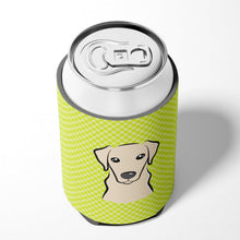 Load image into Gallery viewer, Checkerboard Lime Green Yellow Labrador Can or Bottle Hugger BB1284CC