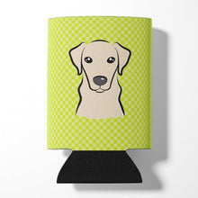 Load image into Gallery viewer, Checkerboard Lime Green Yellow Labrador Can or Bottle Hugger BB1284CC