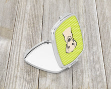 Load image into Gallery viewer, Checkerboard Lime Green Yellow Labrador Compact Mirror – Stylish Purse Mirror with Artistic Covers BB1284SCM