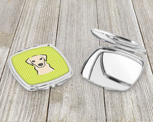 Load image into Gallery viewer, Checkerboard Lime Green Yellow Labrador Compact Mirror – Stylish Purse Mirror with Artistic Covers BB1284SCM