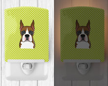 Load image into Gallery viewer, Checkerboard Lime Green Boxer Ceramic Night Light BB1285CNL