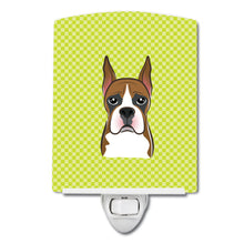 Load image into Gallery viewer, Checkerboard Lime Green Boxer Ceramic Night Light BB1285CNL