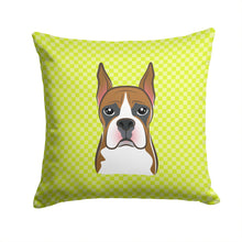 Load image into Gallery viewer, Checkerboard Lime Green Boxer Canvas Throw Pillow - 14x14 Decorative Pillow – Art for Your Home &amp; Patio BB1285PW1414