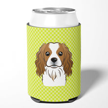 Load image into Gallery viewer, Checkerboard Lime Green Cavalier Spaniel Can or Bottle Hugger BB1286CC