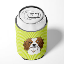 Load image into Gallery viewer, Checkerboard Lime Green Cavalier Spaniel Can or Bottle Hugger BB1286CC