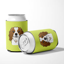 Load image into Gallery viewer, Checkerboard Lime Green Cavalier Spaniel Can or Bottle Hugger BB1286CC