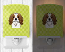 Load image into Gallery viewer, Checkerboard Lime Green Cavalier Spaniel Ceramic Night Light BB1286CNL