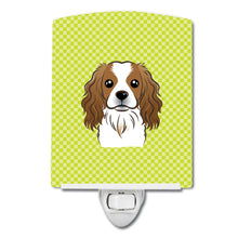 Load image into Gallery viewer, Checkerboard Lime Green Cavalier Spaniel Ceramic Night Light BB1286CNL