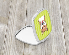 Load image into Gallery viewer, Checkerboard Lime Green Shiba Inu Compact Mirror – Stylish Purse Mirror with Artistic Covers BB1287SCM