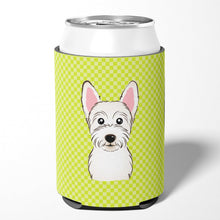 Load image into Gallery viewer, Checkerboard Lime Green Westie Can or Bottle Hugger BB1288CC