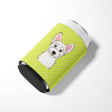 Load image into Gallery viewer, Checkerboard Lime Green Westie Can or Bottle Hugger BB1288CC