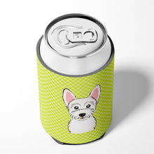 Load image into Gallery viewer, Checkerboard Lime Green Westie Can or Bottle Hugger BB1288CC