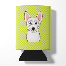 Load image into Gallery viewer, Checkerboard Lime Green Westie Can or Bottle Hugger BB1288CC