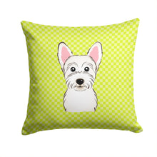 Load image into Gallery viewer, Checkerboard Lime Green Westie Canvas Throw Pillow - 14x14 Decorative Pillow – Art for Your Home &amp; Patio BB1288PW1414