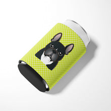 Load image into Gallery viewer, Checkerboard Lime Green French Bulldog Can or Bottle Hugger BB1289CC