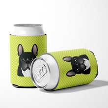 Load image into Gallery viewer, Checkerboard Lime Green French Bulldog Can or Bottle Hugger BB1289CC