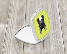 Load image into Gallery viewer, Checkerboard Lime Green French Bulldog Compact Mirror – Stylish Purse Mirror with Artistic Covers BB1289SCM