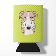 Load image into Gallery viewer, Checkerboard Lime Green Borzoi Can or Bottle Hugger BB1290CC