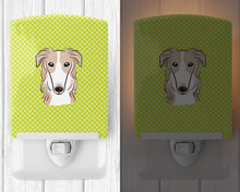 Load image into Gallery viewer, Checkerboard Lime Green Borzoi Ceramic Night Light BB1290CNL