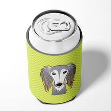 Load image into Gallery viewer, Checkerboard Lime Green Saluki Can or Bottle Hugger BB1291CC