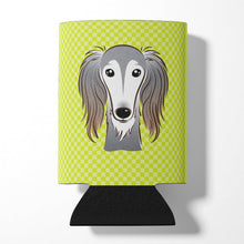 Load image into Gallery viewer, Checkerboard Lime Green Saluki Can or Bottle Hugger BB1291CC