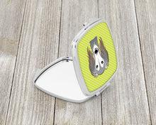 Load image into Gallery viewer, Checkerboard Lime Green Saluki Compact Mirror – Stylish Purse Mirror with Artistic Covers BB1291SCM