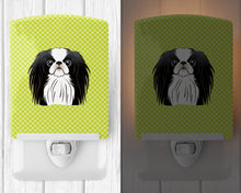 Load image into Gallery viewer, Checkerboard Lime Green Japanese Chin Ceramic Night Light BB1292CNL