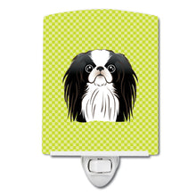 Load image into Gallery viewer, Checkerboard Lime Green Japanese Chin Ceramic Night Light BB1292CNL