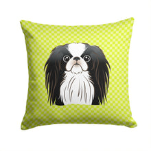 Load image into Gallery viewer, Checkerboard Lime Green Japanese Chin Canvas Throw Pillow - 14x14 Decorative Pillow – Art for Your Home &amp; Patio BB1292PW1414