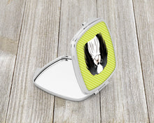 Load image into Gallery viewer, Checkerboard Lime Green Japanese Chin Compact Mirror – Stylish Purse Mirror with Artistic Covers BB1292SCM