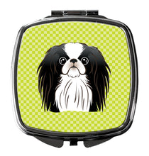 Load image into Gallery viewer, Checkerboard Lime Green Japanese Chin Compact Mirror – Stylish Purse Mirror with Artistic Covers BB1292SCM
