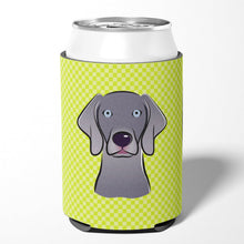Load image into Gallery viewer, Checkerboard Lime Green Weimaraner Can or Bottle Hugger BB1293CC