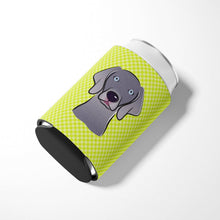 Load image into Gallery viewer, Checkerboard Lime Green Weimaraner Can or Bottle Hugger BB1293CC