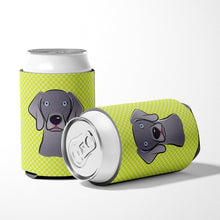 Load image into Gallery viewer, Checkerboard Lime Green Weimaraner Can or Bottle Hugger BB1293CC