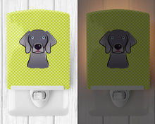 Load image into Gallery viewer, Checkerboard Lime Green Weimaraner Ceramic Night Light BB1293CNL