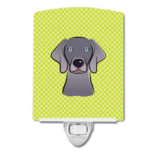 Load image into Gallery viewer, Checkerboard Lime Green Weimaraner Ceramic Night Light BB1293CNL