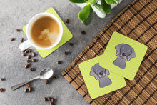 Load image into Gallery viewer, Checkerboard Lime Green Weimaraner Coasters - Set of 4 Lightweight Foam, Absorbent Drink Coasters BB1293FC
