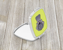 Load image into Gallery viewer, Checkerboard Lime Green Weimaraner Compact Mirror – Stylish Purse Mirror with Artistic Covers BB1293SCM