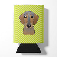 Load image into Gallery viewer, Checkerboard Lime Green Wirehaired Dachshund Can or Bottle Hugger BB1295CC
